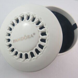 Pandora Ceramic Jewelry Box Bracelet Holder – White Round Trinket Box with Lid